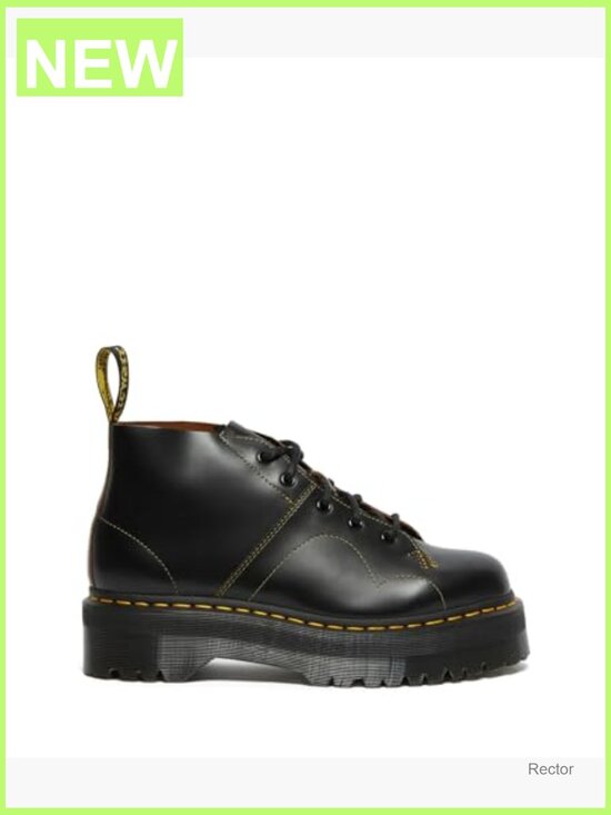 Unisex Leather Combat Boots - Vintage Smooth AirWair Sole Round Toe Lace Up main image 4